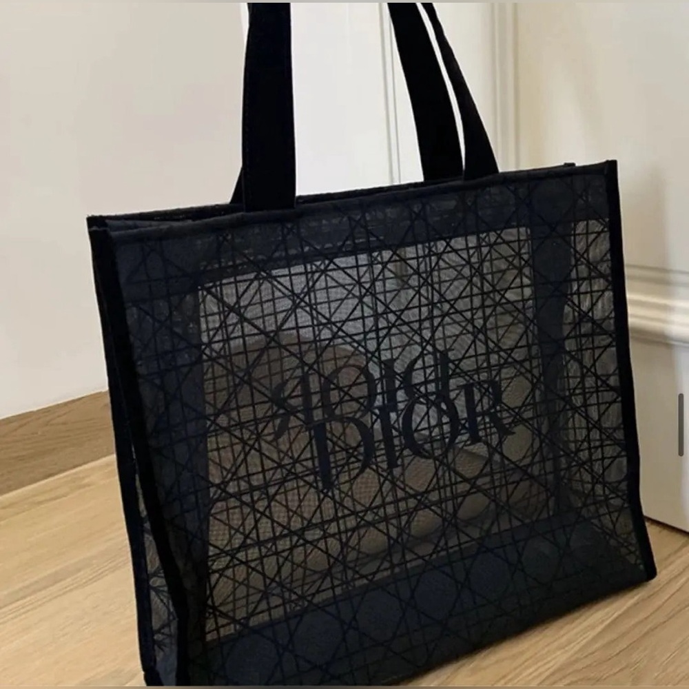 Christian Dior Tote Bag Beauty Makeup Limited VIP Gift Black Velvet Mesh - Picture 2 of 6